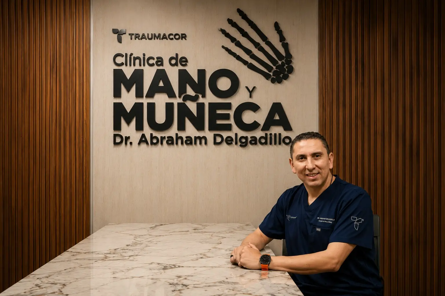 El Dr. Delgadillo en su Clínica de Mano y Muñeca